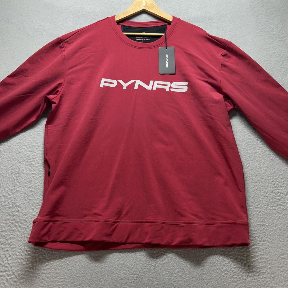 PYNRS‎ Sweatshirt Mens Large Red Performance Streetwear Crewneck Zipper Pocket
